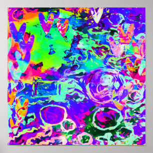 Vibrant Neon Purple Hearts Abstract Poster