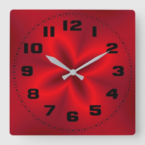 Vibrant Neon Red Flower Square Wall Clock
