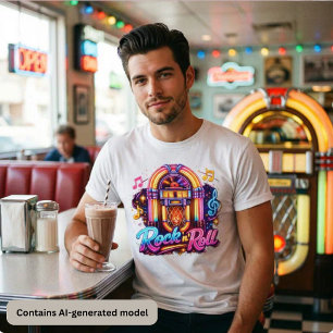 Vibrant Neon Rock 'n' Roll Jukebox Tri-Blend Shirt
