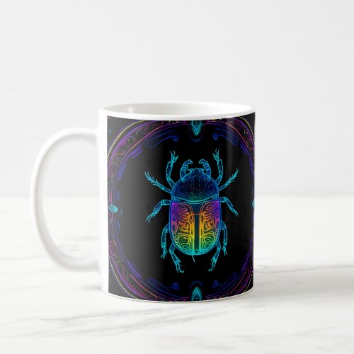  Vibrant Neon Scarab  Coffee Mug