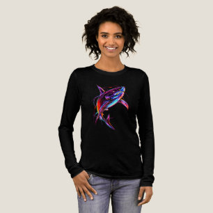 Vibrant Neon Shark Modern Digital Ocean Tri-Blend Shirt