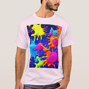 Vibrant Neon Splashes on Dark Canvas T-Shirt