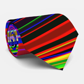 Vibrant Neon Striped Abstract Pattern Neck Tie