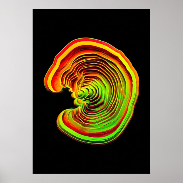 Vibrant Neon Thermal Topography Abstract 3D Poster (Front)
