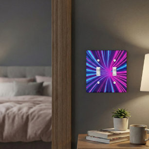 Vibrant Neon Vortex - Purple & Blue Glow Light Switch Cover