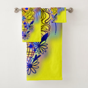Vibrant Neon Yellow Fashionable Lady Bath Towel Set