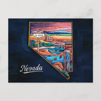Vibrant Nevada Map Art Postcard