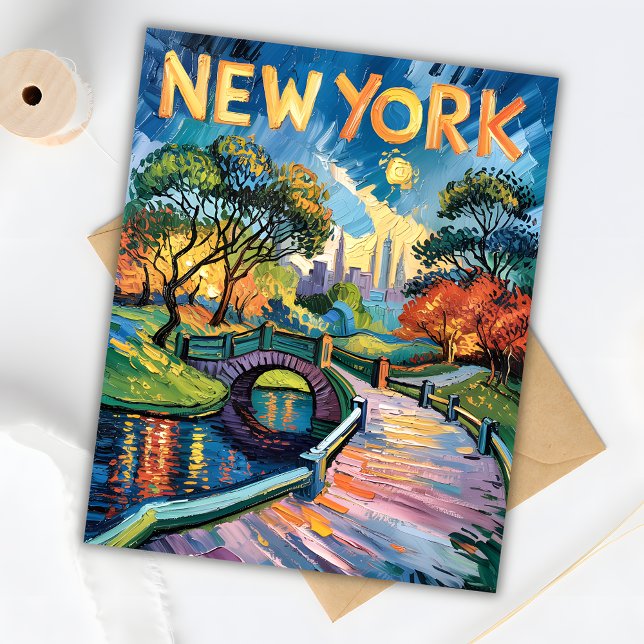 Vibrant New York Central Park USA Van Gogh Style Postcard (Creator Uploaded)