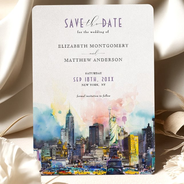 Vibrant New York Save the Date Skyline Invitation (Creator Uploaded)