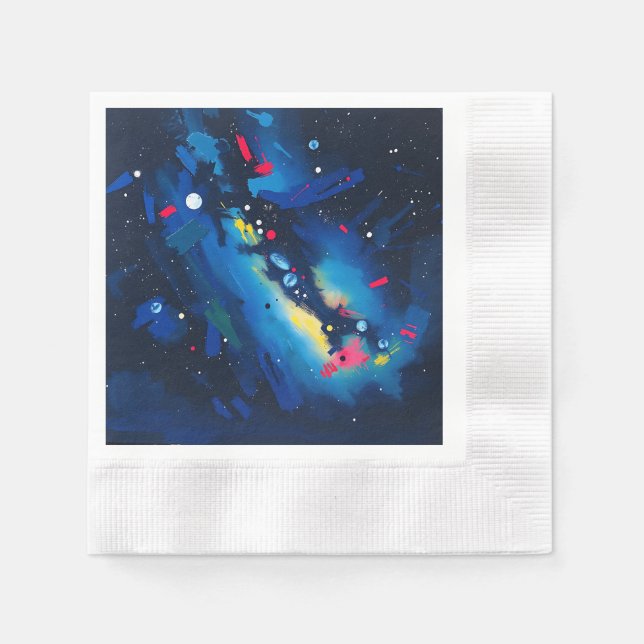 Vibrant Night Sky Abstract Napkins (Front)