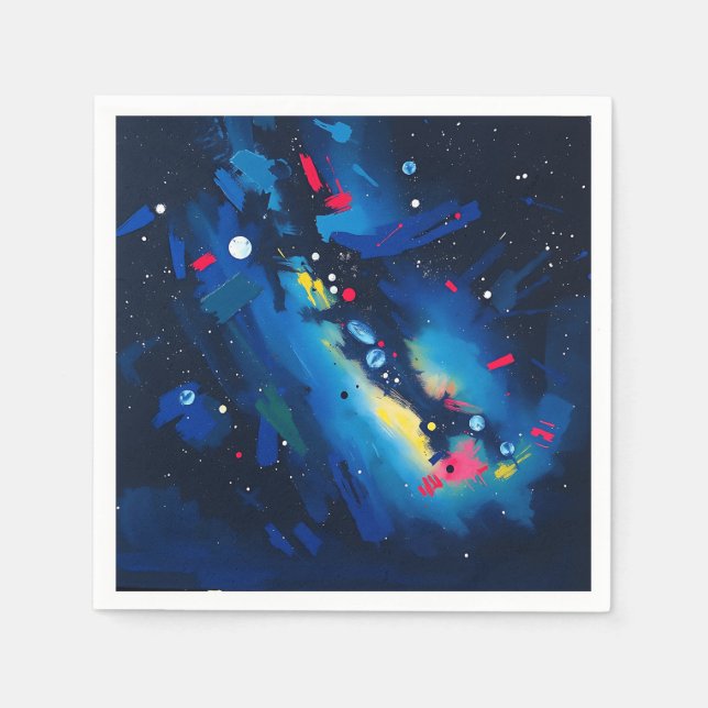 Vibrant Night Sky Abstract Napkins (Front)