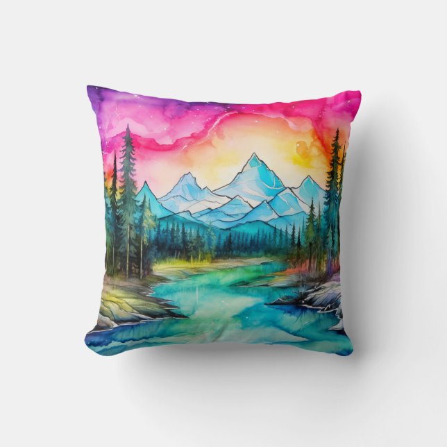 Vibrant Night Sky After Midnight Throw Pillow (Front)