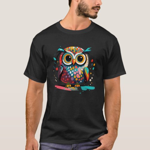 Vibrant Nightwatch Colorful Owl Art T_Shirt
