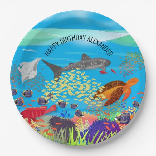 Vibrant Ningaloo Coral Reef Inspired  Paper Plates