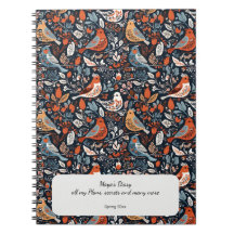 Vibrant Nordic Floral And Bird Pattern Personalize