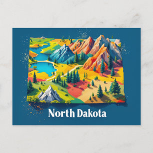 Vibrant North Dakota Landscape Art Colorful Stat Holiday Postcard