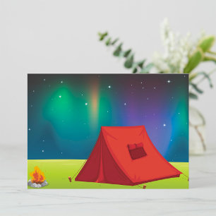Vibrant Northern Lights Camping Tent Night Invitation