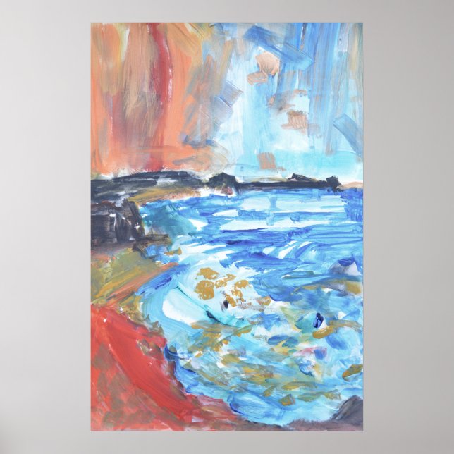 Vibrant Ocean Cove Expressionist Poster (Front)