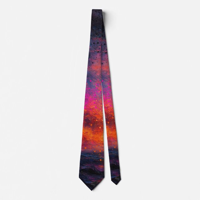 Vibrant Ocean Sunset 2 Neck Tie (Front)