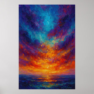 Vibrant Ocean Sunset Poster