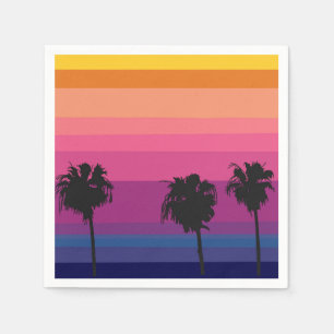 Vibrant ocean sunset with silhouettes of palms napkins