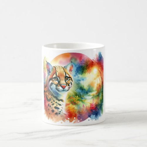 Vibrant Ocelot AREF673 _ Watercolor Coffee Mug