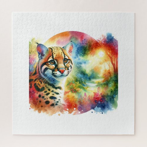 Vibrant Ocelot AREF673 _ Watercolor Jigsaw Puzzle