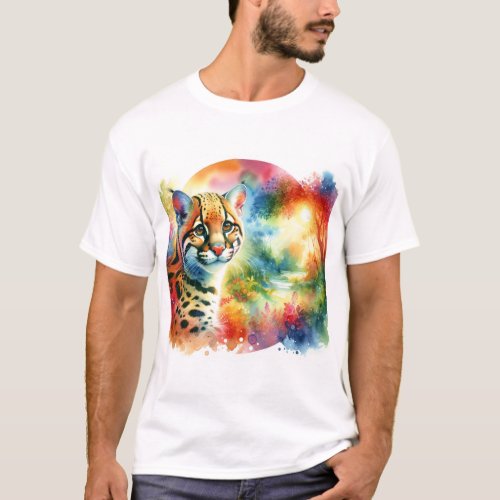 Vibrant Ocelot AREF673 _ Watercolor T_Shirt