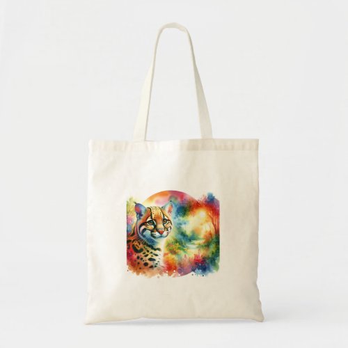 Vibrant Ocelot AREF673 _ Watercolor Tote Bag