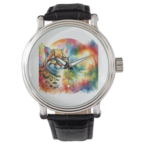 Vibrant Ocelot AREF673 _ Watercolor Watch