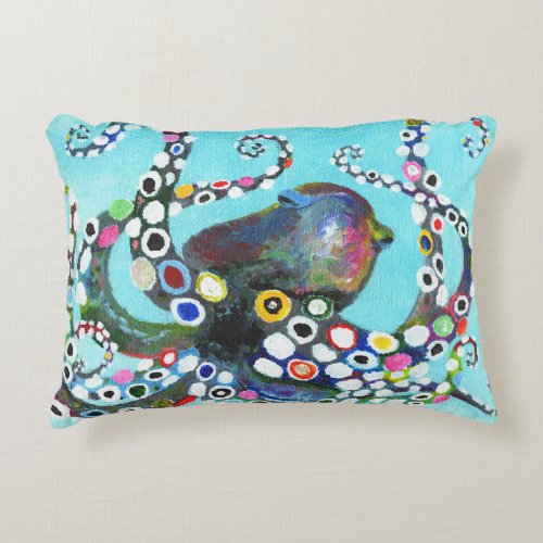 Vibrant Octopus Acrylic Illustration Accent Pillow