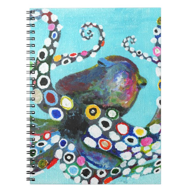 Vibrant Octopus: Acrylic Illustration Notebook (Front)