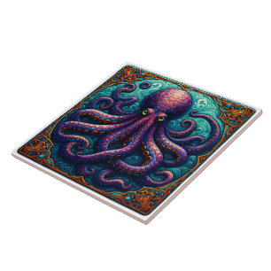 Vibrant Octopus Tile Design