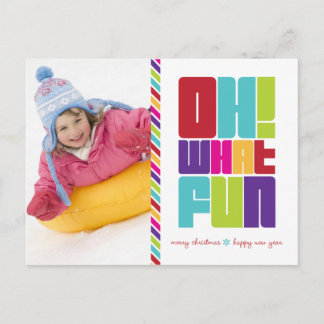 Vibrant Oh What Fun Holiday Postcard