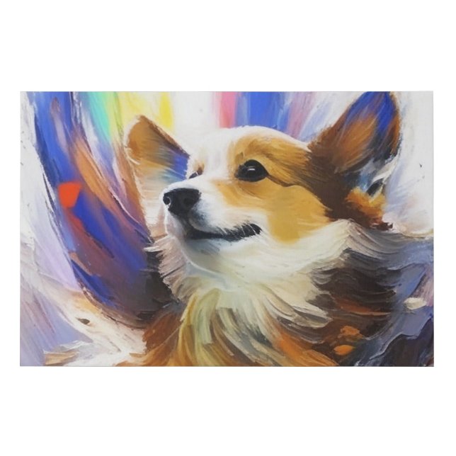 Vibrant Oil Painting of Sable Pembroke Corgi  Faux Canvas Print (Front)