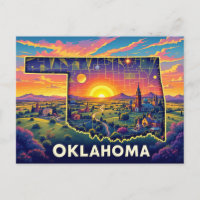 Vibrant Oklahoma Landscape Art | Colorful State Il