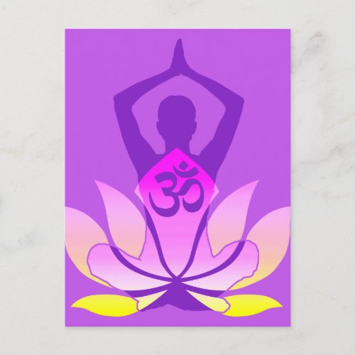 Vibrant OM Namaste Spiritual Lotus Flower Yoga Postcard