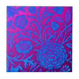 Vibrant, ombre, art nouveau,William Morris,purple, Ceramic Tile