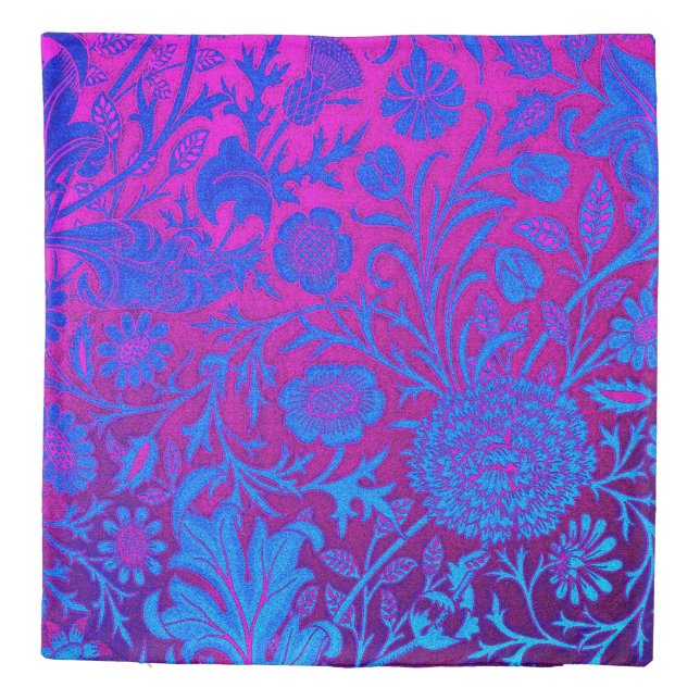 Vibrant, ombre, art nouveau,William Morris,purple, Duvet Cover (Back)