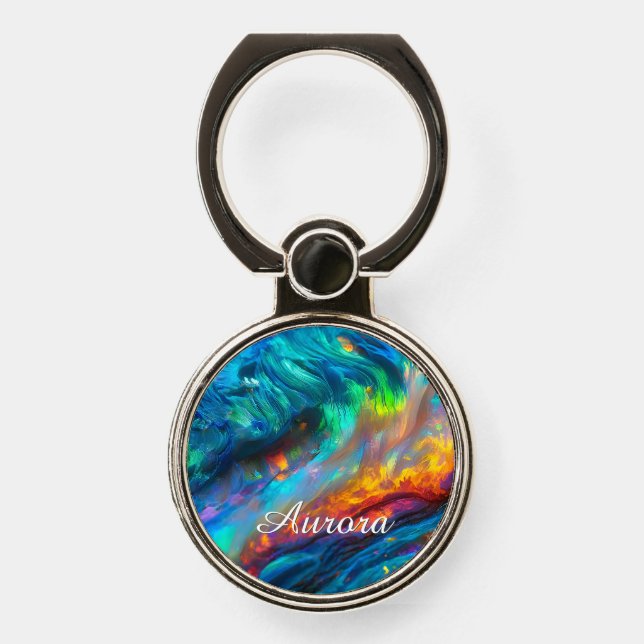 Vibrant Opal Iridescent - Elegant Holographic Phone Ring Stand (Front)