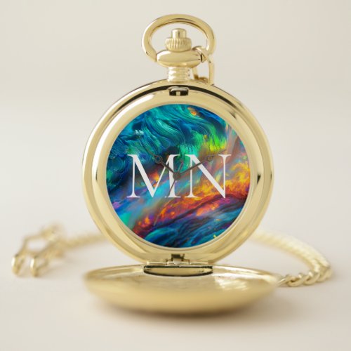Vibrant Opal Iridescent _ Elegant Holographic Pocket Watch