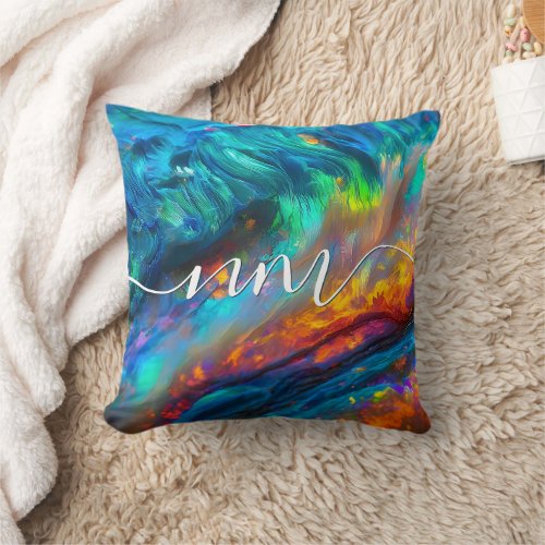 Vibrant Opal Iridescent _ Elegant Holographic Throw Pillow