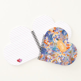 Vibrant Orange and Blue Abstract Floral Spiral Notebook
