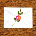 Vibrant orange and magenta pink monogram wedding  classic round sticker<br><div class="desc">Modern,  simple and elegant vibrant orange and magenta pink wedding envelope seal sticker with initials. The half is of orange and the other half of pink color and includes your initials.</div>