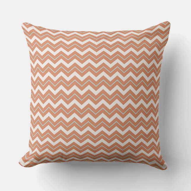 Vibrant Orange and White Chevron Design Throw Pillow (Front)