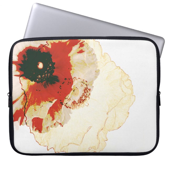 vibrant orange and white ranunculus laptop sleeve (Front)
