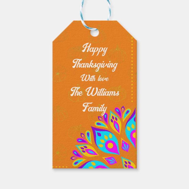 Vibrant orange background personalized Gift Tag (Front)