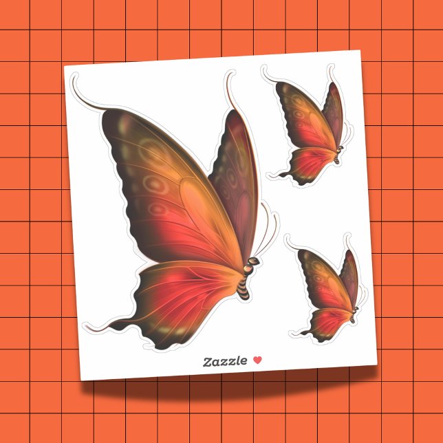 Vibrant Orange Butterfly Custom-Cut Sticker Set (Vibrant Orange Butterfly Custom-Cut Sticker Set)