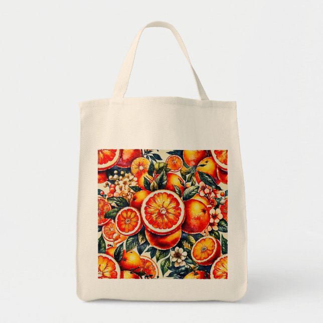 Vibrant Orange Citrus Delight Tote Bag (Front)