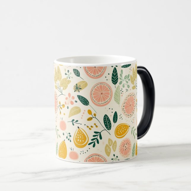 Vibrant Orange Citrus Pattern Color Morph Mug (Front Right)